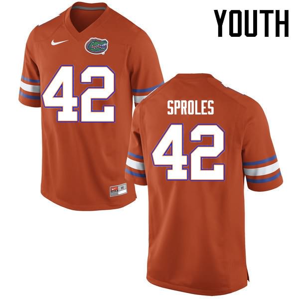 Youth NCAA Florida Gators Nick Sproles #42 Stitched Authentic Nike Orange College Football Jersey VHS3665KZ